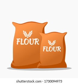 Wheat Flour Raw Staple Food Material in Sack Bag Icon Logo Illustration Vector. Agriculture and Farming Element. Can be Used for Web, Mobile, Infographic & Print