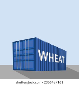 wheat, food crisis, cargo containter, vector illustration 