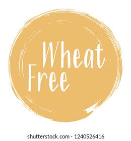 Wheat free icon, package label vector graphic design. Natural origination wheat free ingredients products label, sign, round stamp isolated tag or sticker vector emblem. Gluten intolerance diet.