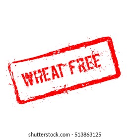 Wheat free red rubber stamp isolated on white background. Grunge rectangular seal with text, ink texture and splatter and blots, vector illustration.