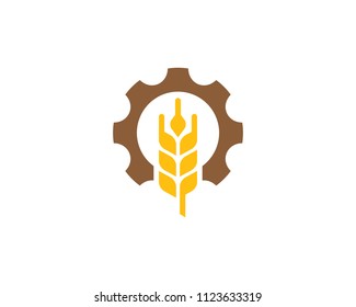 Wheat Gear Icon Logo Design Element