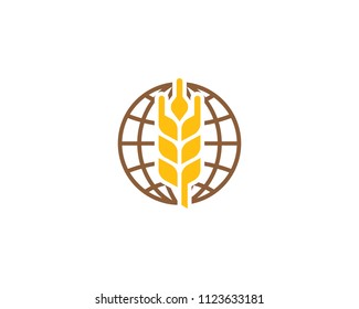 Wheat Globe Icon Logo Design Element