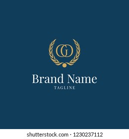 wheat GO elegance luxury logo blue and gold color