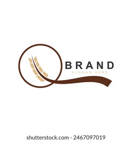 Wheat Grain for Bakery, Bread, Logo Design Vector Icon Illustration
