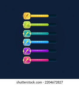 Wheat Grain Bar Set For Casual Games In Six Colors Cute Colorful Cartoon Vintage Vector Design