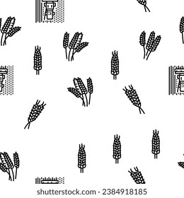 wheat grain bread harvest vector seamless pattern thin line illustration