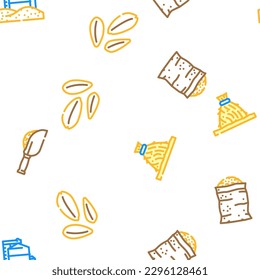 wheat grain cereal plant vector seamless pattern thin line illustration