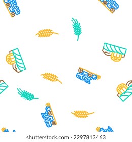 wheat grain cereal plant vector seamless pattern thin line illustration