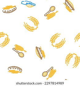 wheat grain cereal plant vector seamless pattern thin line illustration