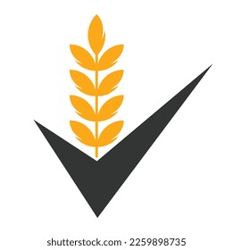 Wheat Grain Check Logo. Grain Wheat Logo Concept sign icon symbol Design.