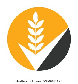 Wheat Grain Check Logo. Grain Wheat Logo Concept sign icon symbol Design.