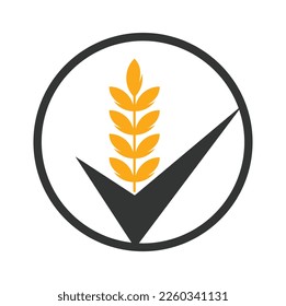 Wheat Grain Check Logo. Grain Wheat Logo Concept sign icon symbol Design.