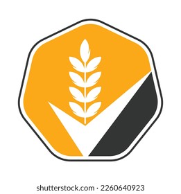 Wheat Grain Check Logo. Grain Wheat Logo Concept sign icon symbol Design.