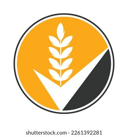 Wheat Grain Check Logo. Grain Wheat Logo Concept sign icon symbol Design.