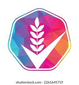 Wheat Grain Check Logo. Grain Wheat Logo Concept sign icon symbol Design.