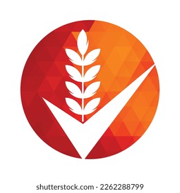Wheat Grain Check Logo. Grain Wheat Logo Concept sign icon symbol Design.