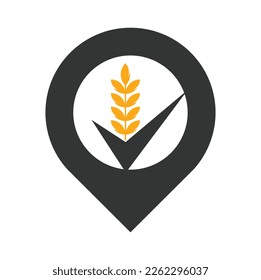 Logo für die Prüfung von Weizenkörnchen. Logo für Weizenweizen Symbol Konzept Symbol Design.