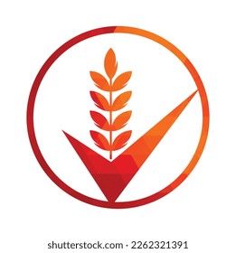 Wheat Grain Check Logo. Grain Wheat Logo Concept sign icon symbol Design.