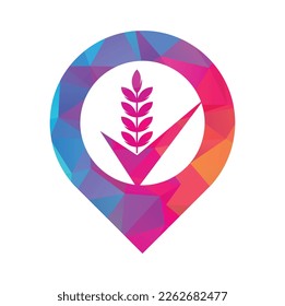 Wheat Grain Check Logo. Grain Wheat Logo Concept sign icon symbol Design.