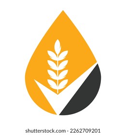 Wheat Grain Check Logo. Grain Wheat Logo Concept sign icon symbol Design.
