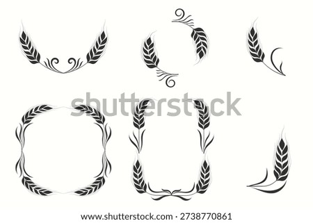 Wheat grain decorative frame border.