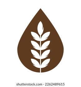 wheat grain drop shape vector logo design.
