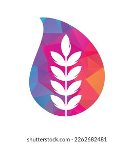 wheat grain drop shape vector logo design.