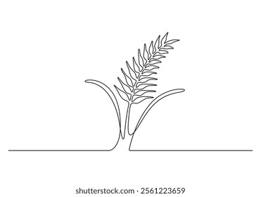 Wheat grain ear nature bread continuous one line drawing concept for bakery. Vector illustration