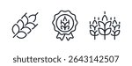 Wheat grain editable stroke outline icons set isolated on white background flat vector illustration. Pixel perfect. 64 x 64.