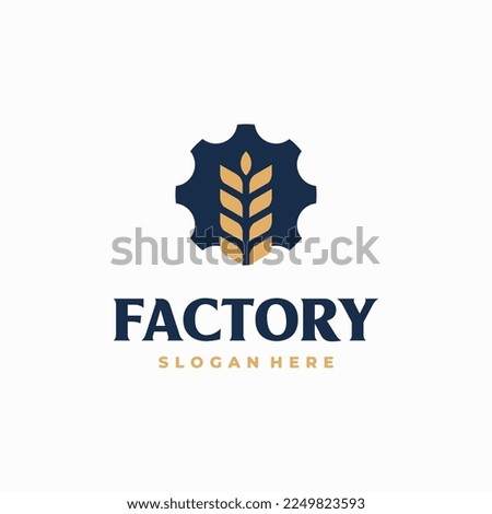 Wheat Grain Factory Logo designs concept with gear symbol, Bread Factory logo template