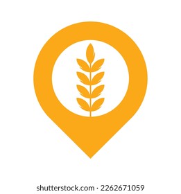 wheat grain gps shape vector logo design.