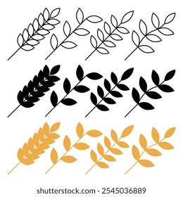 Wheat grain icon in black and colored versions.