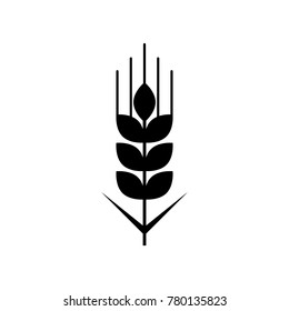 Wheat grain icon. Black, minimalist icon isolated on white background. Wheat grain simple silhouette. Web site page and mobile app design vector element.