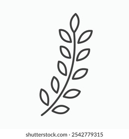 Wheat grain icon in black and white outlined stroke