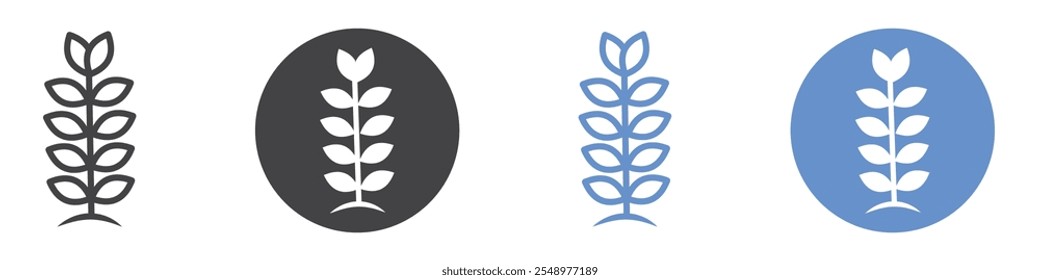 Wheat grain icon flat line symbol set.