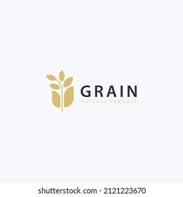 Wheat  grain icon logo vector design. Simple logo for farm, pastry, bakery or food product.