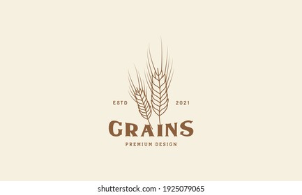línea de hoja de trigo hipster logo diseño símbolo vectorial