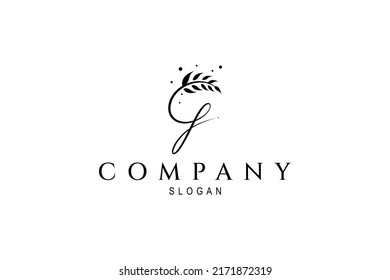 wheat or grain letter g logo in simple flat design style