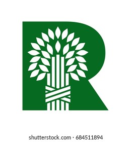 wheat grain logo vector. letter R.
