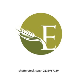 Wheat Grain Monogram Vector Illustration Initial Logo Letter E