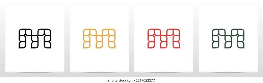 Wheat Grain Petal Leaf Stem Letter Initial Logo Design M