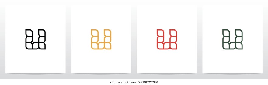 Wheat Grain Petal Leaf Stem Letter Initial Logo Design U