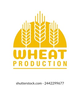Wheat, Grain production logo template in bold symmetrical style. For farm or bakery