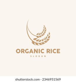 Wheat Grain Rice Logo, Simple Design Organic Vector Illustration Icon Template