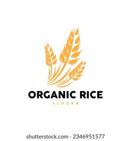Wheat Grain Rice Logo, Simple Design Organic Vector Illustration Icon Template