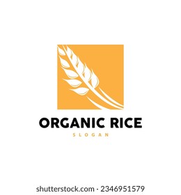 Wheat Grain Rice Logo, Simple Design Organic Vector Illustration Icon Template