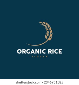 Wheat Grain Rice Logo, Simple Design Organic Vector Illustration Icon Template