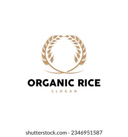 Wheat Grain Rice Logo, Simple Design Organic Vector Illustration Icon Template