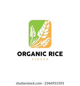 Wheat Grain Rice Logo, Simple Design Organic Vector Illustration Icon Template