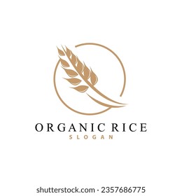 Wheat Grain Rice Logo, Simple Design Organic Vector Illustration Icon Template